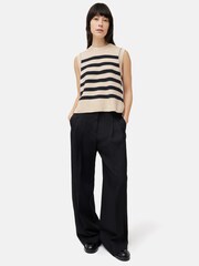 Jigsaw Black/Cream Cotton Blend Stripe Crew Tank - Image 3 of 5