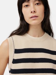 Jigsaw Black/Cream Cotton Blend Stripe Crew Tank - Image 4 of 5