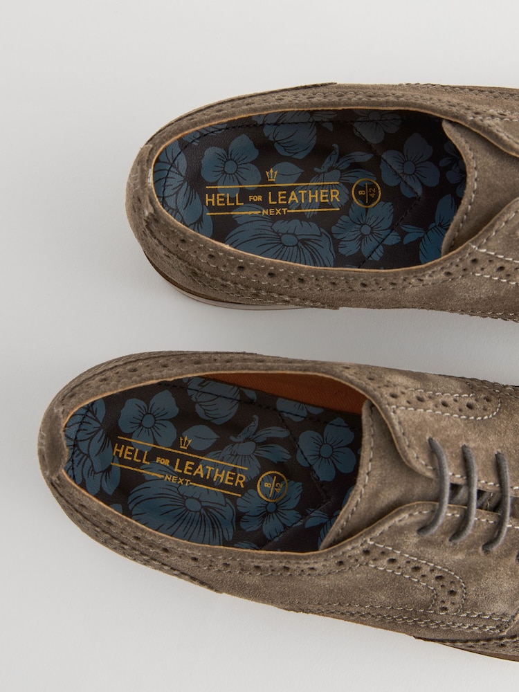 Grey Leather Contrast Sole Brogue Shoes - Image 7 of 7 Grey Leather Contrast Sole Brogue Shoes - Image 7 of 7