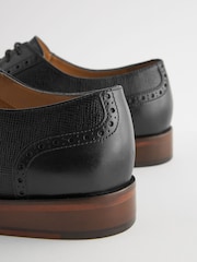 Black Leather Wing Cap Brogue Shoes - Image 5 of 6