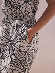 Monochrome 100% Cotton Jersey Bandeau Summer Mini Dress - Image 4 of 6