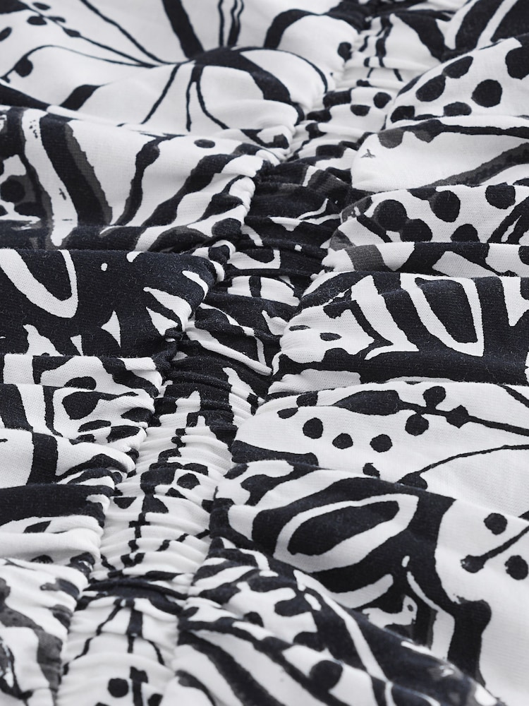 Monochrome 100% Cotton Jersey Bandeau Summer Mini Dress - Image 6 of 6