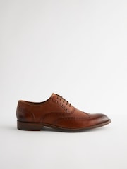 Tan Brown Leather Wing Cap Brogue Shoes - Image 2 of 7