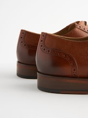 Tan Brown Leather Wing Cap Brogue Shoes - Image 4 of 7