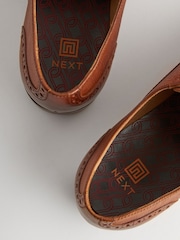 Tan Brown Leather Wing Cap Brogue Shoes - Image 6 of 7