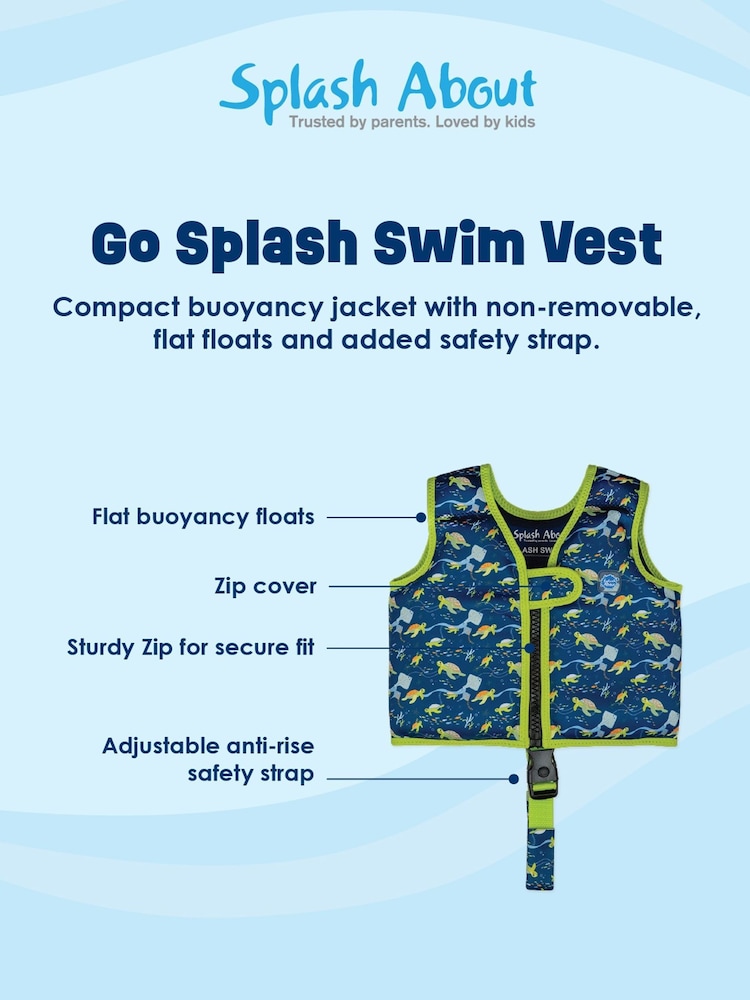 Splash About Turtle Tide Blue Go Splash Swim Vest - Image 8 of 8 Splash About Turtle Tide Blue Go Splash Swim Vest - Image 8 of 8