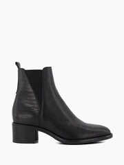 Dune London Black Pouring V Cut Elastic Heeled Boots - Image 1 of 6