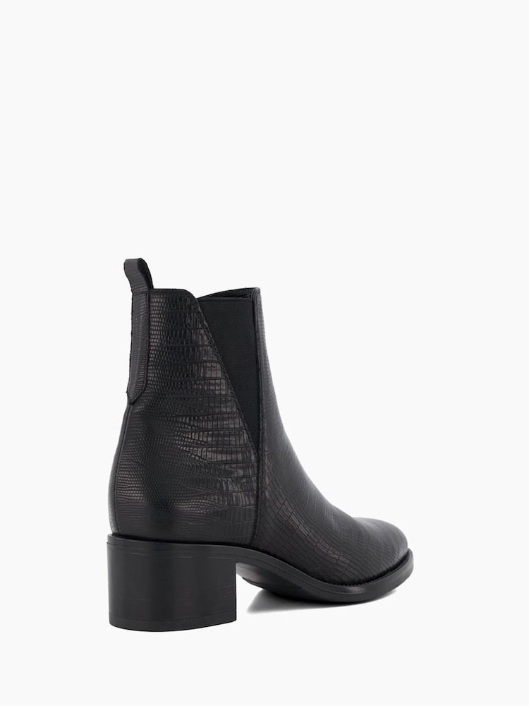 Dune London Black Pouring V Cut Elastic Heeled Boots - Image 5 of 6