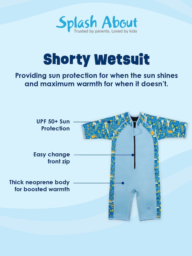 Crocodile Swamp Blue - Splash About Shorty Wetsuit - Larawan 7 ng 7