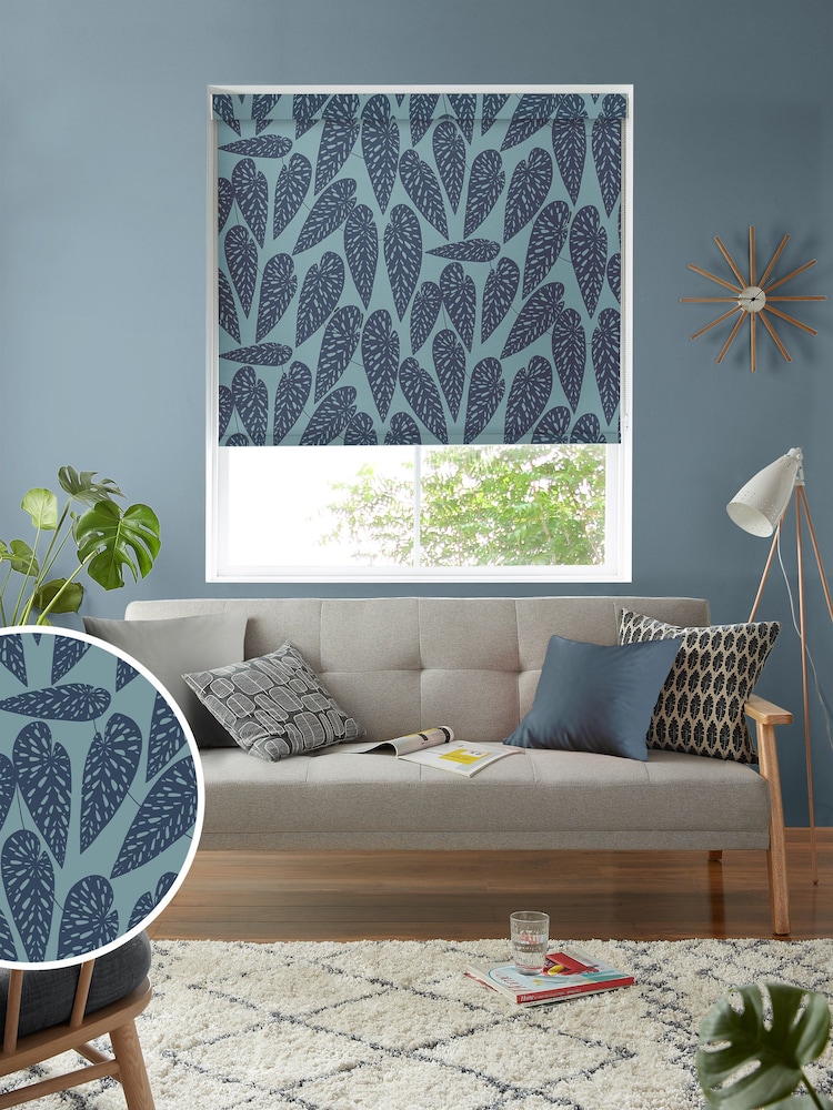 MissPrint Blue Leaf Tropics Made to Measure Roller Blinds - Image 1 of 6