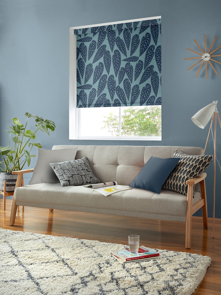 MissPrint Blue Leaf Tropics Made to Measure Roller Blinds - Image 2 of 6