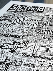 Sketchbook Design Black Sheffield Landmarks Illustration Framed Wall Art Print - Black A4 Frame - Image 4 of 4