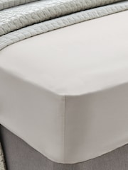 Laura Ashley Silver 400 Thread Count 100% Cotton Fitted Sheet - Image 1 of 3