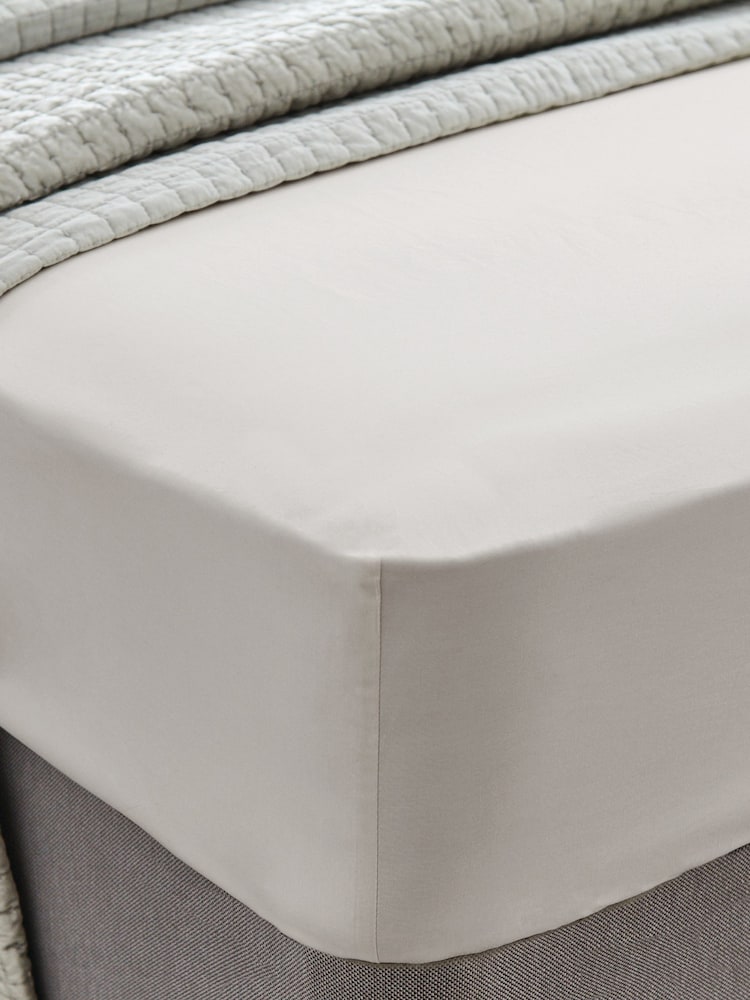 Laura Ashley Silver 400 Thread Count 100% Cotton Fitted Sheet - Image 1 of 3