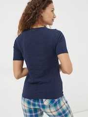 FatFace Blue Olivia Pointelle T-Shirt - Image 2 of 5