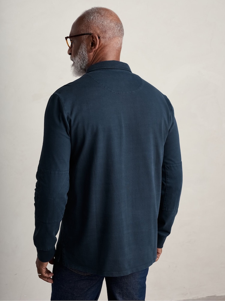 Seasalt Cornwall Blue Herdsman Long Sleeve Rugby Top - Image 2 of 5