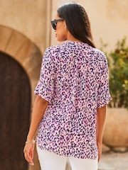Sosandar Purple Zip Detail Button Front Tunic - Image 2 of 5