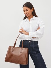 Tan Brown Formal Open Tote Bag - Image 2 of 9