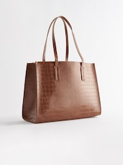 Tan Brown Formal Open Tote Bag - Image 3 of 9