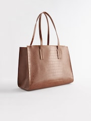 Tan Brown Formal Open Tote Bag - Image 4 of 9