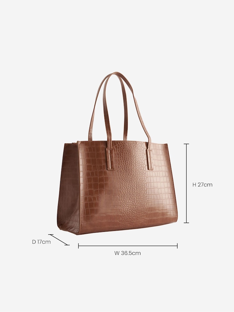 Tan Brown Formal Open Tote Bag - Image 9 of 9