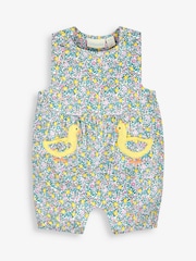 JoJo Maman Bébé Lemon Ditsy Duck Appliqué Ditsy Print Dungarees - Image 1 of 3