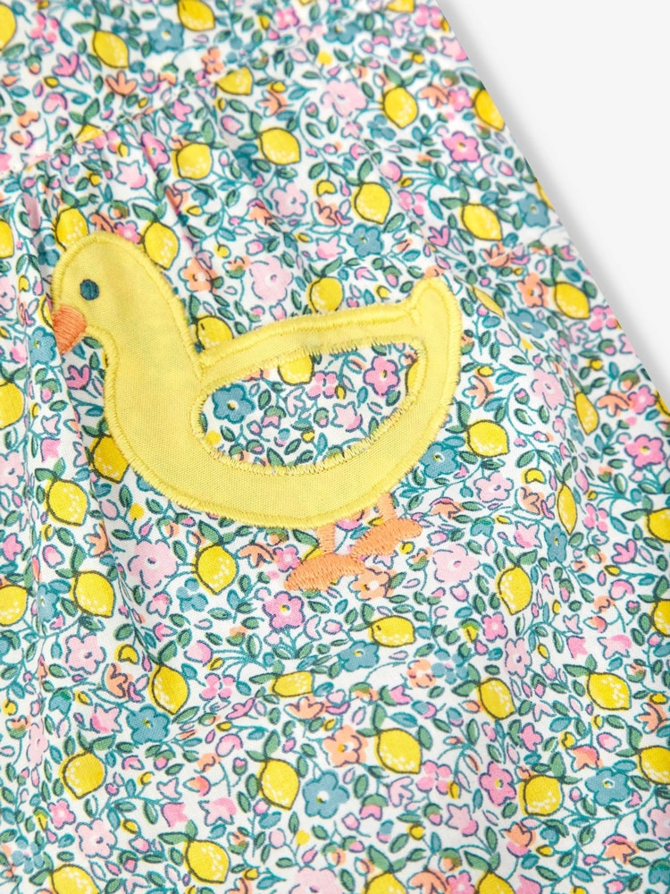 JoJo Maman Bébé Lemon Ditsy Duck Appliqué Ditsy Print Dungarees - Image 3 of 3