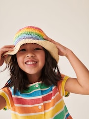 Little Bird by Jools Oliver Multi Rainbow Straw Hat - Image 1 of 6