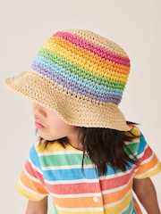 Little Bird by Jools Oliver Multi Rainbow Straw Hat - Image 2 of 6