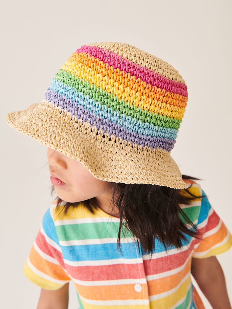 Little Bird by Jools Oliver Multi Rainbow Straw Hat - Image 2 of 6