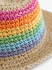 Little Bird by Jools Oliver Multi Rainbow Straw Hat - Image 6 of 6