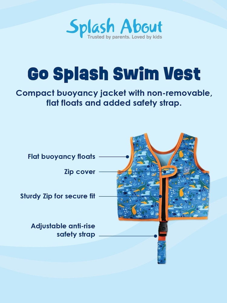 Splash About Crocodile Swamp Blue Go Splash Swim Vest - Image 8 of 8 Splash About Crocodile Swamp Blue Go Splash Swim Vest - Image 8 of 8