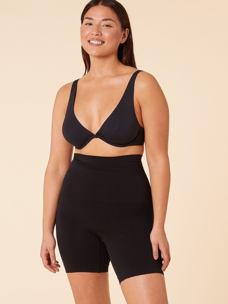 ETAM Black Medium Power By Control Mid-Thigh Shorts - Image 1 of 5