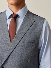 Blue Regular Fit Trimmed Check Suit Waistcoat - Image 2 of 6