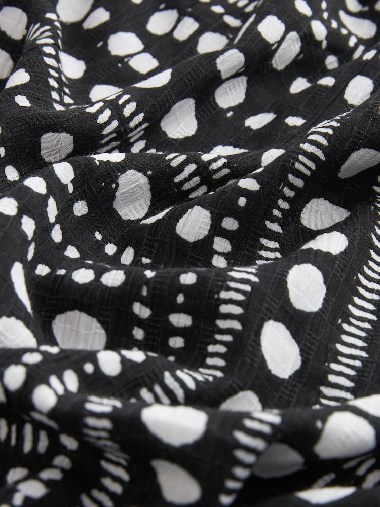 Black/White Spot Off Shoulder Summer Dress - Image 6 of 6