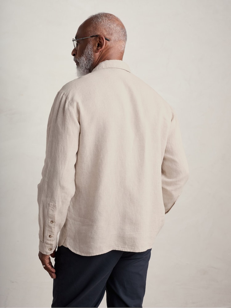 Seasalt Cornwall Natural Curator 100% Linen Shirt - Image 2 of 4