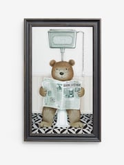 Black Bertie Bear on the Loo Framed Wall Art - Image 1 of 2