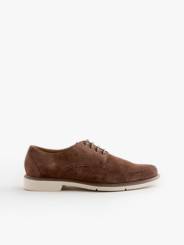 Braun - Derby-Schuhe aus Veloursleder - Bild 2 von 6 Braun - Derby-Schuhe aus Veloursleder - Bild 2 von 6