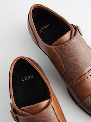 Tan/Brown Double Monk Toe Cap Shoes - Image 6 of 7