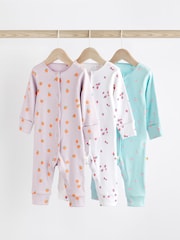 Multi Fruit Print Baby Footless Sleepsuits 3 Pack (0mths-3yrs) - Image 1 of 10