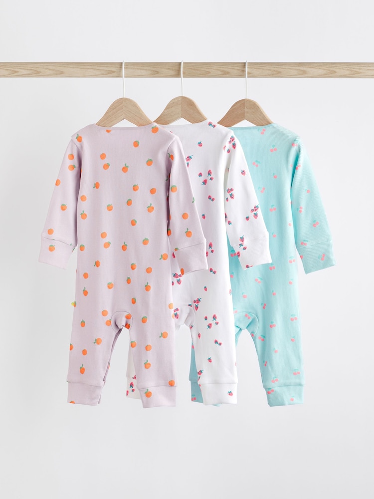 Multi Fruit Print Baby Footless Sleepsuits 3 Pack (0mths-3yrs) - Image 2 of 10