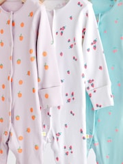 Multi Fruit Print Baby Footless Sleepsuits 3 Pack (0mths-3yrs) - Image 3 of 10