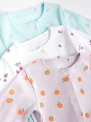 Multi Fruit Print Baby Footless Sleepsuits 3 Pack (0mths-3yrs) - Image 4 of 10