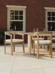 Charles Bentley Set of 2 Natural Wood Curve Acacia Chairs with Cushions - Image 1 of 6