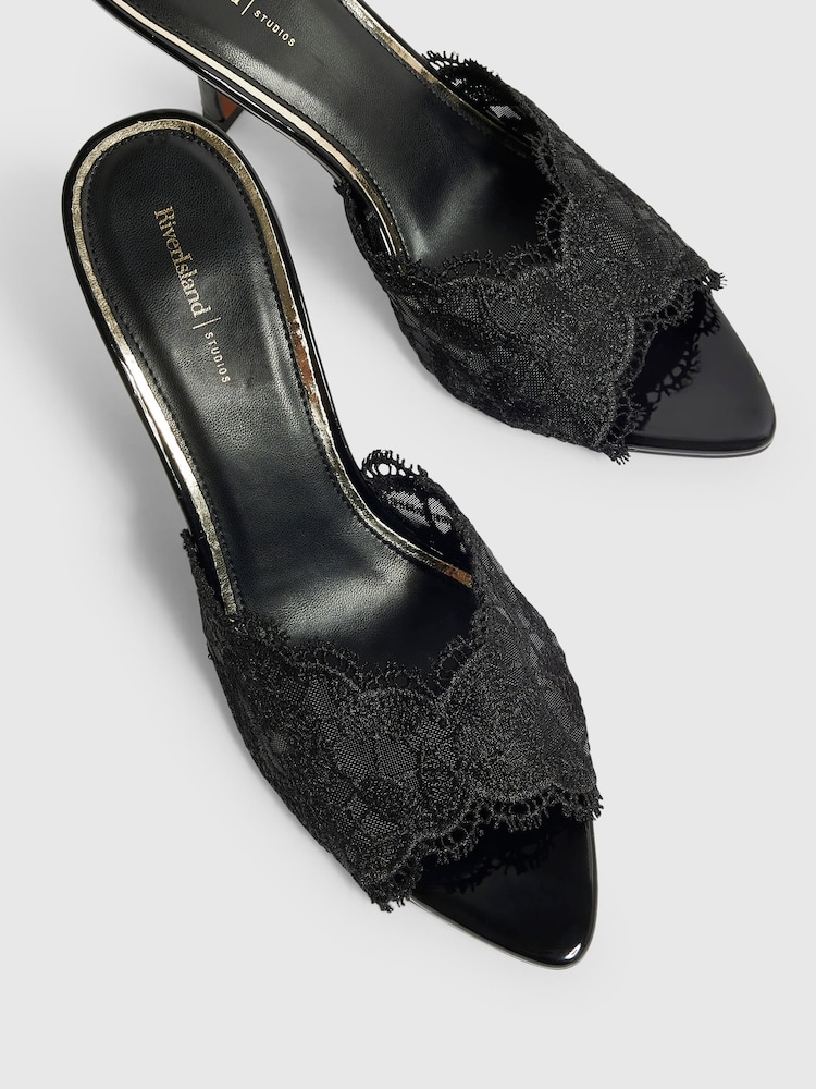 River Island Lace Peep Toe Mules - صورة 6 من 6 River Island Lace Peep Toe Mules - صورة 6 من 6