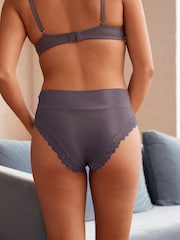 Blue High Rise High Leg Ultimate Comfort Brushed Lace Trim Knickers - Image 3 of 5