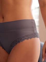 Blue High Rise High Leg Ultimate Comfort Brushed Lace Trim Knickers - Image 4 of 5