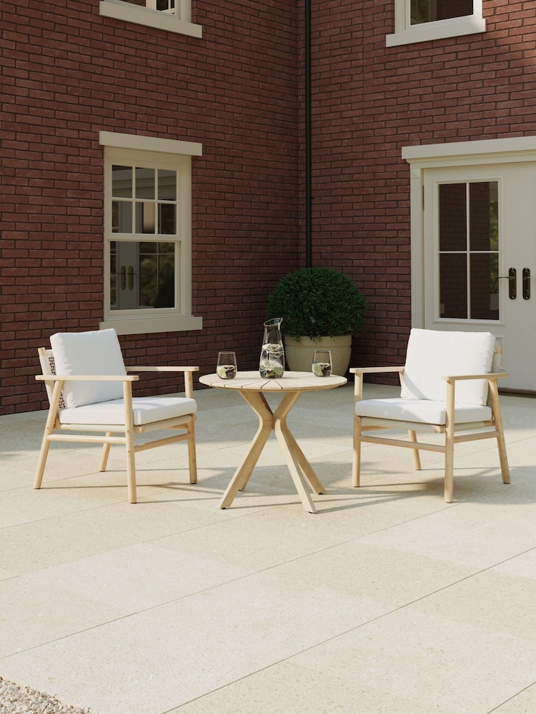 Charles Bentley Natural Wood Acacia and Weave Bistro Set - Image 1 of 6