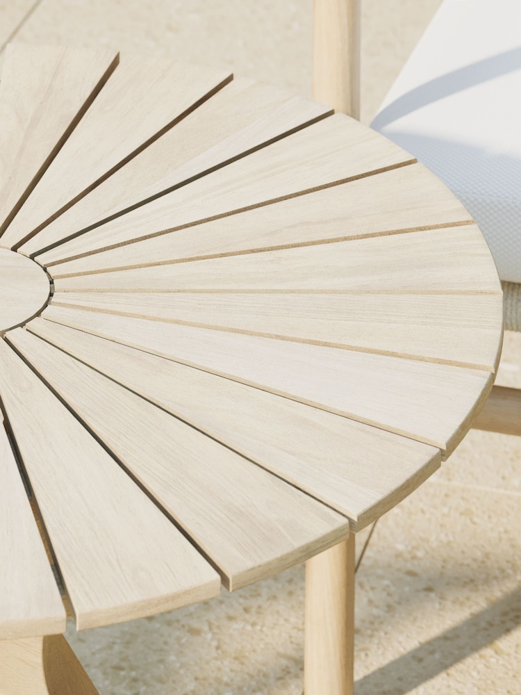 Charles Bentley Natural Wood Acacia and Weave Bistro Set - Image 2 of 6