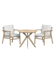 Charles Bentley Natural Wood Acacia and Weave Bistro Set - Image 6 of 6